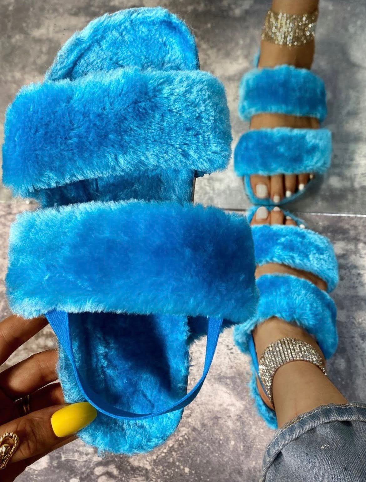 Fluffy Strap Backed Sandals